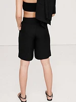 High-Rise Drapey Twill Bermuda Short
