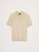 Cashmere-Silk Short-Sleeve Sweater Polo