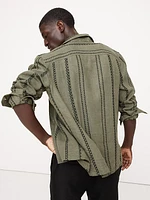 Standard-Fit Embroidered Linen Long-Sleeve Resort Shirt