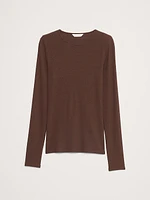 Ribbed Long-Sleeve Crew-Neck T-Shirt