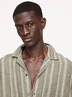 Standard-Fit Textured Linen-Cotton Resort Shirt