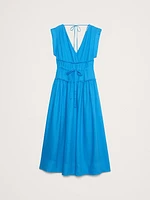 Linen Cinch-Waist Maxi Dress