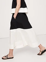 Color-Block Cotton Poplin Maxi Skirt