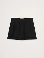 High-Rise Lace-Trim Linen 3" Short