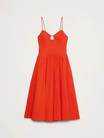 Stretch-Cotton Poplin Long Midi Dress