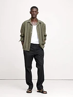 Standard-Fit Embroidered Linen Long-Sleeve Resort Shirt