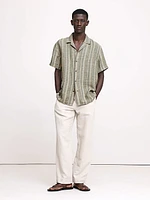 Standard-Fit Textured Linen-Cotton Resort Shirt