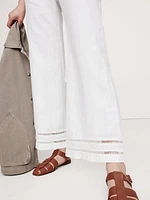 Mid-Rise Kick-Flare Linen Ankle Pant