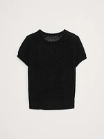 Fitted Linen Short-Sleeve Sweater