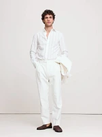 Slim-Fit Cotton Shadow-Stripe Tuxedo Shirt
