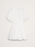 Cotton Poplin Bubble-Hem Mini Dress