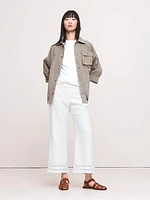 Mid-Rise Kick-Flare Linen Ankle Pant