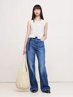 Lace-Trim Linen Vest