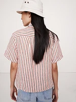 Boxy Linen Short-Sleeve Shirt