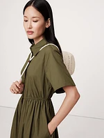 Cotton Poplin Open-Back Shirt Dress