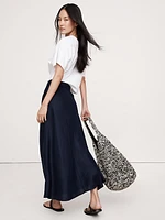 Belted Linen Maxi Skirt