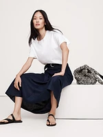 Belted Linen Maxi Skirt