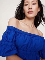 Cotton Poplin Off-The-Shoulder Maxi Dress