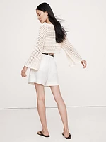 Cotton Crochet-Style Cropped Sweater