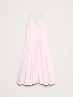 Stretch-Cotton Poplin Long Midi Dress