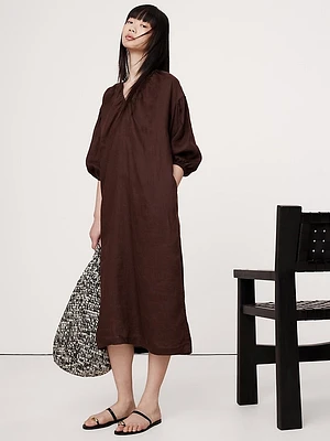 Linen V-Neck Maxi Dress