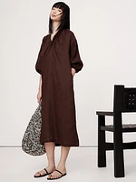 Linen V-Neck Maxi Dress