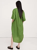 Linen Asymmetrical Shirt Dress
