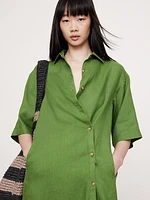 Linen Asymmetrical Shirt Dress