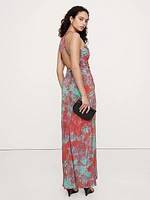 Matte Silk Cowl-Neck Backless Maxi Dress
