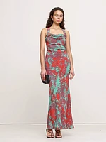 Matte Silk Cowl-Neck Backless Maxi Dress