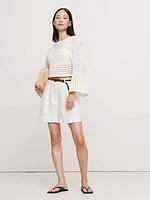 Cotton Crochet-Style Cropped Sweater
