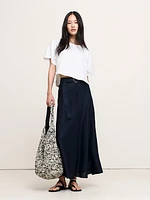 Belted Linen Maxi Skirt