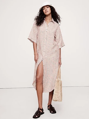 Linen Asymmetrical Shirt Dress