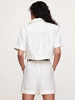 Oversized Linen Cropped Resort Shirt