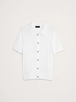 Wide-Ribbed Cotton Knit Shirt