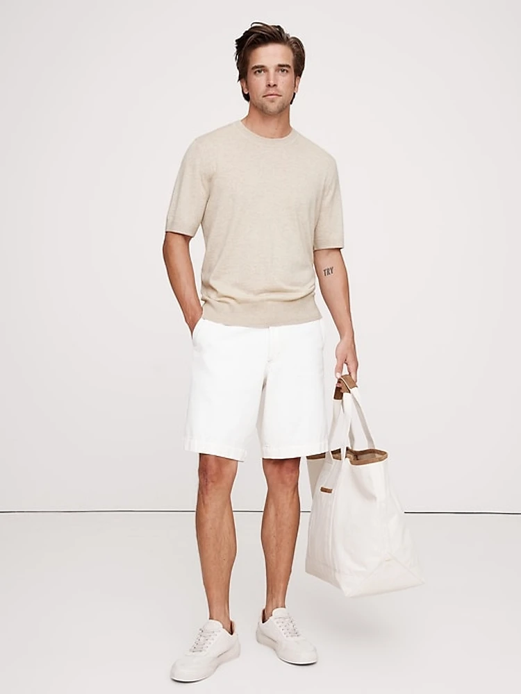 Cashmere-Silk Short-Sleeve Sweater