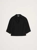 Balloon-Sleeve Cotton Poplin Popover Top