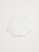 Oversized Cotton Poplin Cropped Top