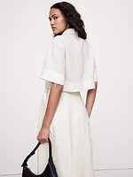 Linen Tie-Front Cropped Shirt