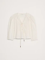 Cotton Poplin Lace-Up Cropped Shirt