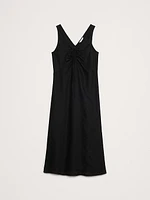 Linen Keyhole Midi Dress