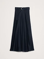 Belted Linen Maxi Skirt
