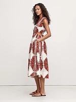 Cotton Poplin Side Cut-Out Midi Dress