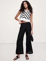 Mid-Rise Kick-Flare Linen Ankle Pant