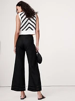 Mid-Rise Kick-Flare Linen Ankle Pant