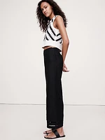 Mid-Rise Kick-Flare Linen Ankle Pant