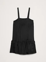 Viscose-Linen Flounce-Hem Mini Dress