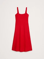 Linen Square-Neck Midi Dress