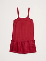 Viscose-Linen Flounce-Hem Mini Dress
