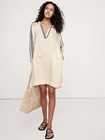 Embroidered Linen Peasant Dress